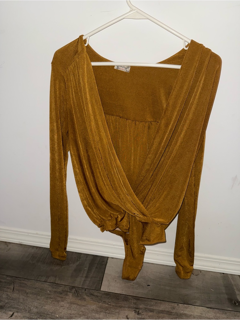 Free People Gold-Brown Turnt Draped Wrap Bodysuit